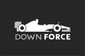 Racing car and downforce message Royalty Free Stock Photo