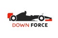 Racing car and downforce message Royalty Free Stock Photo