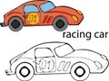 Coloring pages for kids .Transport.Racing car.Classic.