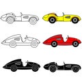 Racing car icon vector set. Bolide illustration sign collection. Race symbol or logo. Royalty Free Stock Photo