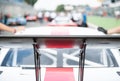 Racing car rear spoiler detail