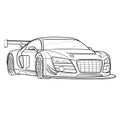 Racing car sketch, ship, coloring book, isolated object on white background, vector illustration Royalty Free Stock Photo