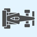 Racing car solid icon. Race vehicle silhouette, speed competition round. Sport vector design concept, glyph style