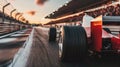 A racing car speeding down a straightaway with a cheering crowd in the background Royalty Free Stock Photo