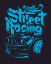Racing car typography, t-shirt graphics, lettering