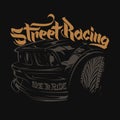 Racing car typography, t-shirt graphics, lettering