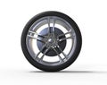 Racing car wheel - big shiny rims - front view Royalty Free Stock Photo