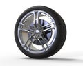 Racing car wheel - big shiny rims Royalty Free Stock Photo