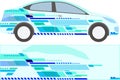 Rallye car design with racing stripes in blue and turquoise green colors Royalty Free Stock Photo