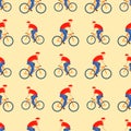 Racing cyclist in action seamless pattern vector illustration. Royalty Free Stock Photo