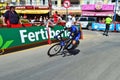Racing Cyclist Banked Over In TT Time Trial