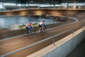 Racing Cyclists indoor,motion blurred image Royalty Free Stock Photo