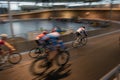 Racing Cyclists indoor,motion blurred image