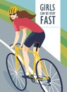 Racing cyclist woman poster