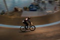 Racing Cyclists indoor,motion blurred image Royalty Free Stock Photo