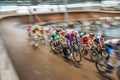 Racing Cyclists indoor,motion blurred image Royalty Free Stock Photo