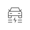 Racing electric car line outline icon