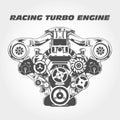 Racing engine with supercharger power - turbo