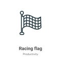 Racing flag outline vector icon. Thin line black racing flag icon, flat vector simple element illustration from editable Royalty Free Stock Photo