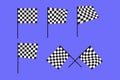 Racing flags checkered finish set Royalty Free Stock Photo