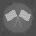 Racing flags icon on gray vintage background .
