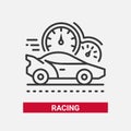 Racing game - line design single icon
