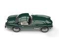 Racing green vintage sports car - top down side view