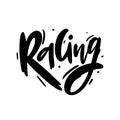 Racing hand drawn vector lettering. Fast logo auto rally.