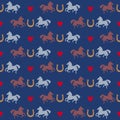 Racing horses and horseshoes seamless pattern