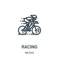 racing icon vector from bicycle collection. Thin line racing outline icon vector illustration. Linear symbol for use on web and Royalty Free Stock Photo