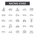 Racing line icons, signs, vector set, linear concept, outline illustration Royalty Free Stock Photo