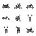 Racing motorbike icon set, simple style