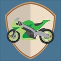 racing motorbike on shield. Vector illustration decorative design