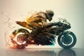 racing motorcycles and cars racing double exposure