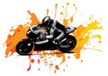 Racing motorcycles with racing motorcyclist illustration