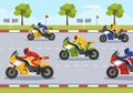 Racing Motosport Speed Bike Template Hand Drawn Cartoon Flat Illustration for Competition or Championship Race