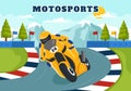 Racing Motosport Speed Bike Vector Illustration for Competition or Championship Race by Wearing Sportswear and Equipment