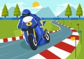 Racing Motosport Speed Bike Vector Illustration for Competition or Championship Race by Wearing Sportswear and Equipment