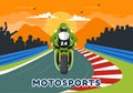 Racing Motosport Speed Bike Vector Illustration for Competition or Championship Race by Wearing Sportswear and Equipment