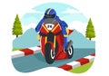 Racing Motosport Speed Bike Vector Illustration for Competition or Championship Race by Wearing Sportswear and Equipment