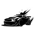 Racing muscle car illustration on white background