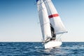 Racing sailboat during Sailing regatta in Mediterranean sea Royalty Free Stock Photo