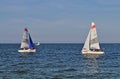 Racing sailboats