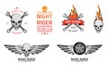 Racing skull emblems vector set