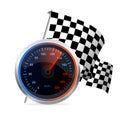 Racing Speedometer and checkered flag. Vector