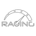 Racing speedometer logo, outline style