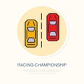 Racing sport car vector line icon. Speed automobile logo, driving lessons sign. Automo championship illustration