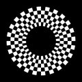 Racing Sport Circle Checkerboard Frame, Spiral Design Border, Pattern swatch, Isolated on black