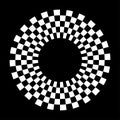 Racing Sport Circle Checkerboard Frame, Spiral Design Border, Pattern swatch, Isolated on black