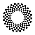 Racing Sport Circle Checkerboard Frame, Spiral Design Border, Pattern swatch, Isolated on white